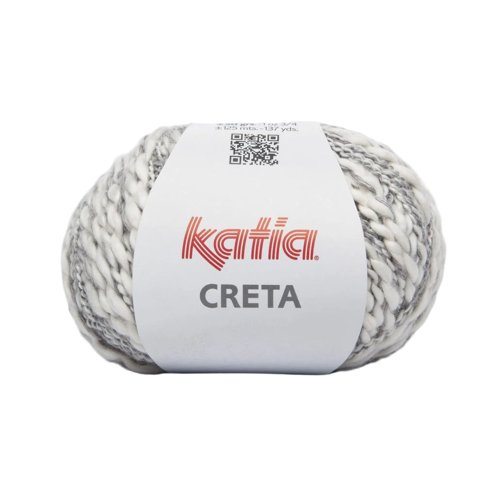Ball of yarn with a Katia label on a white background