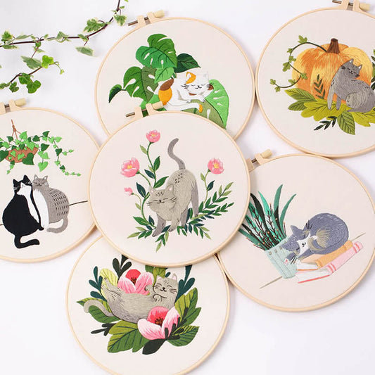 Beginner Embroidery DIY Kit - Cats