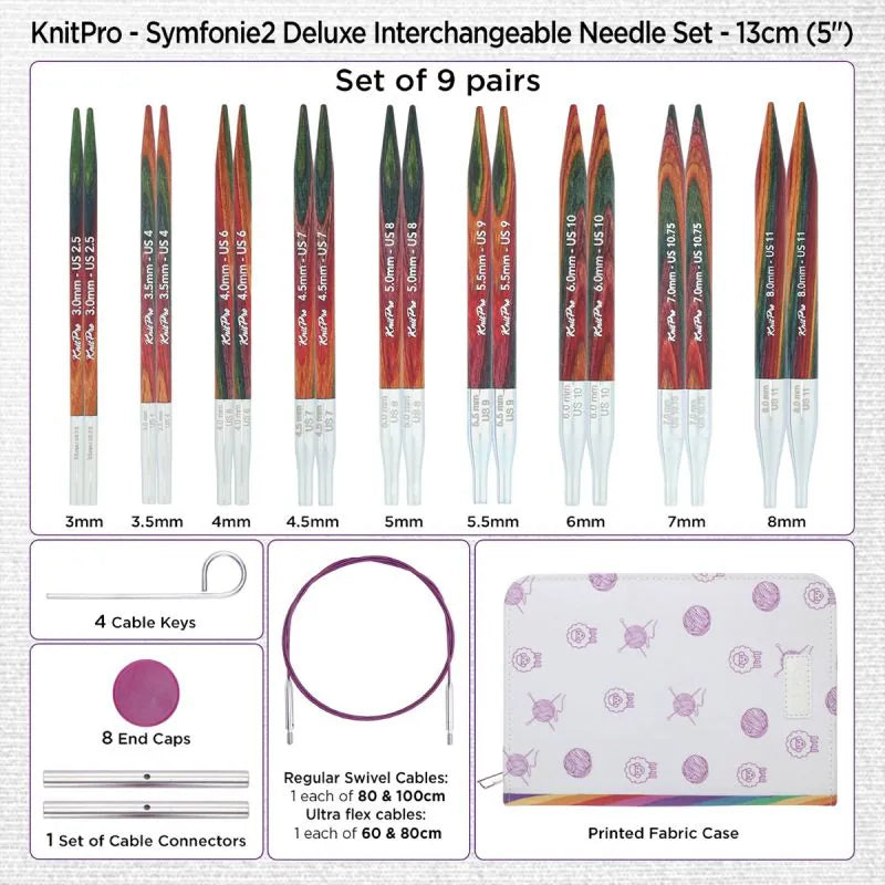 KnitPro Symfonie 2 Normal Interchangeable Needles (13cm) – Deluxe Set