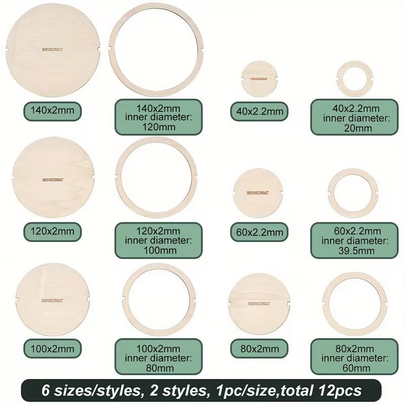Wooden Macramé Edge Trimming Mould Set - 12-Piece